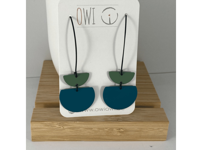 Boucles d'oreilles vert basilic - turquoise