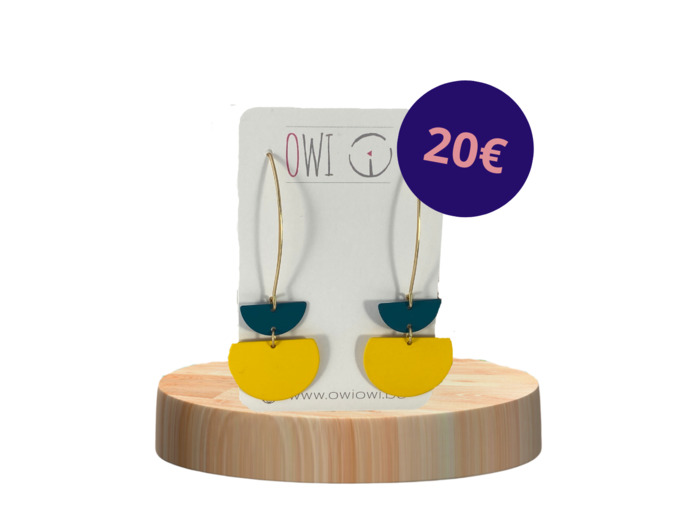 Boucles d'oreilles jaune citron - turquoise