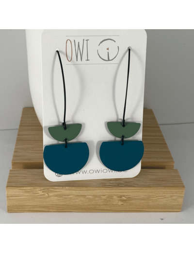 Boucles d'oreilles vert basilic - turquoise